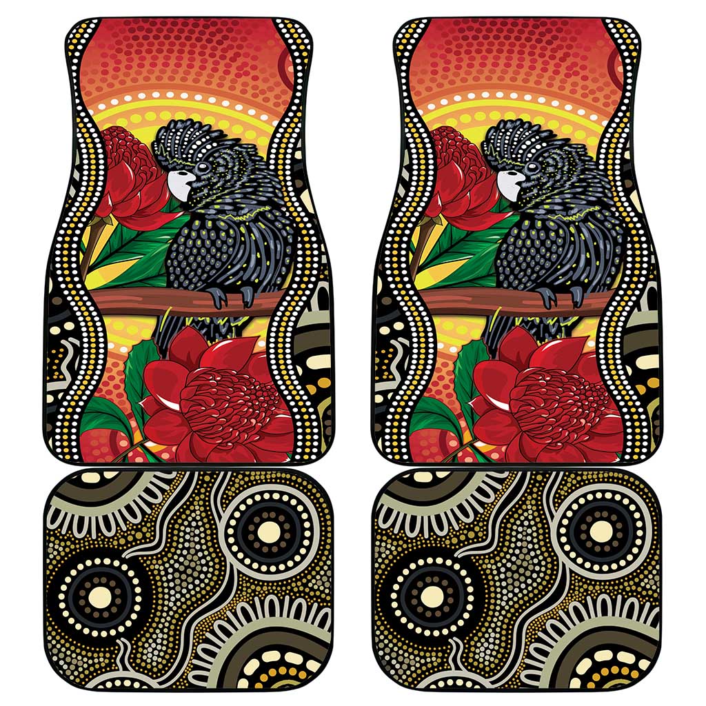 Waratah And Banksian Cockatoo Car Mats Aboriginal Art