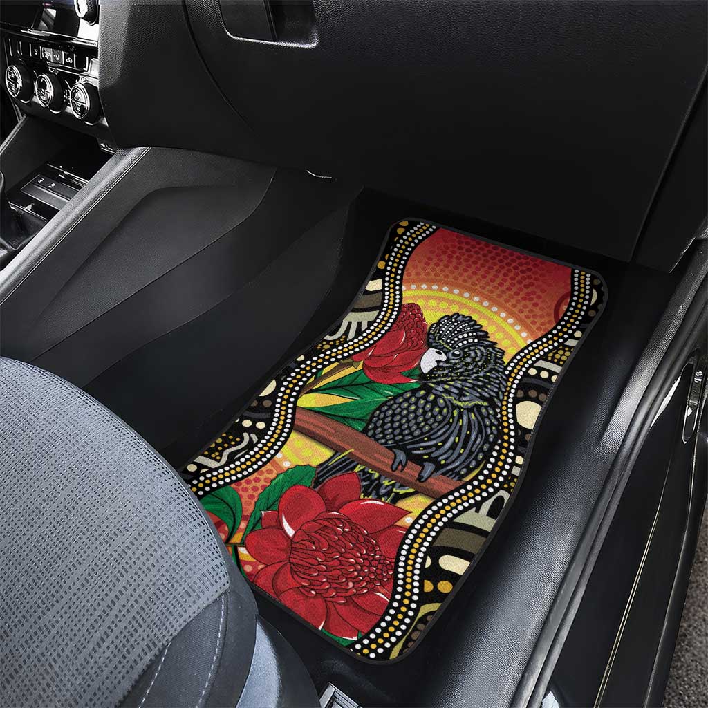 Waratah And Banksian Cockatoo Car Mats Aboriginal Art