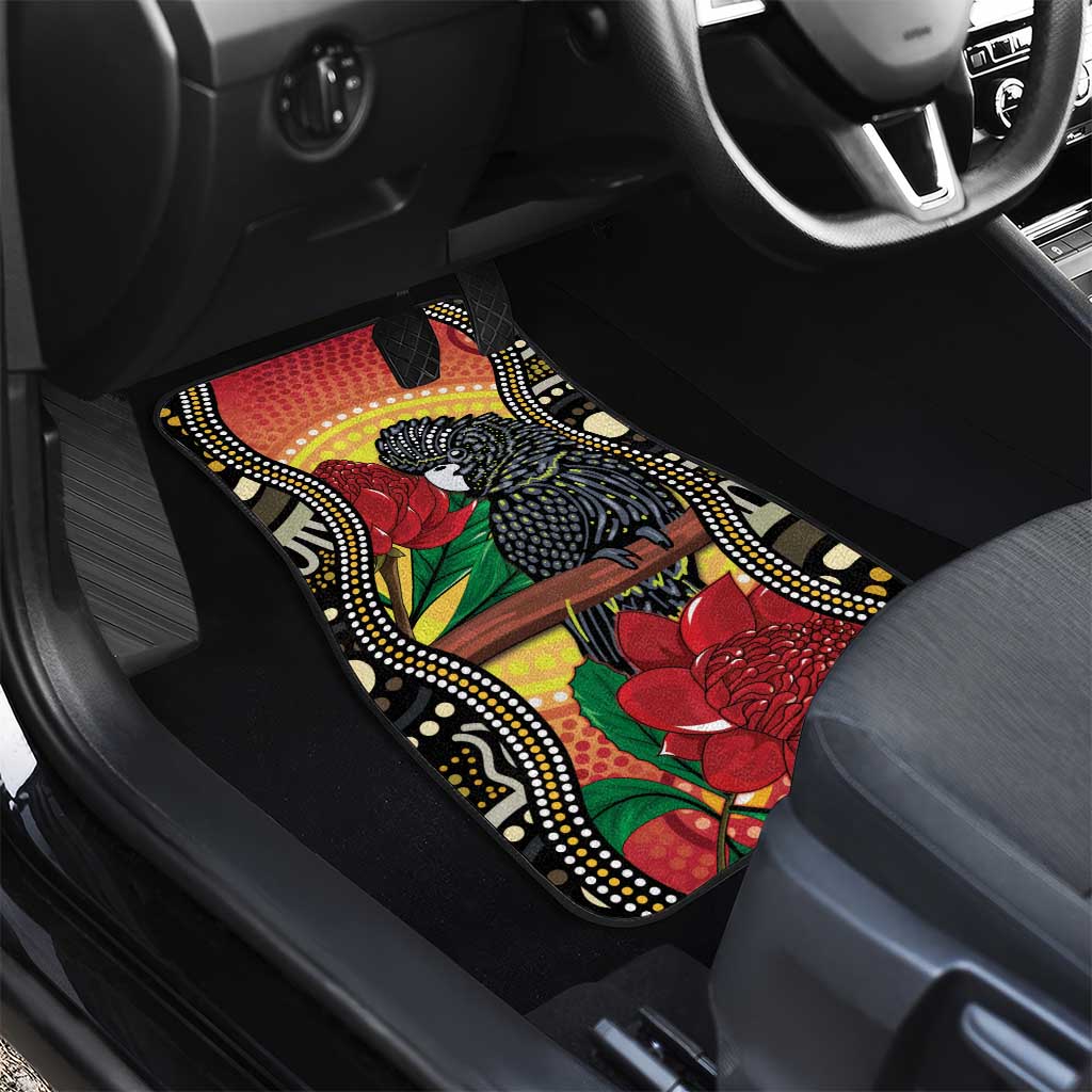 Waratah And Banksian Cockatoo Car Mats Aboriginal Art