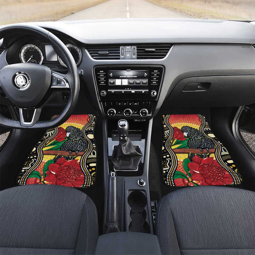 Waratah And Banksian Cockatoo Car Mats Aboriginal Art