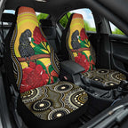Waratah And Banksian Cockatoo Car Seat Cover Aboriginal Art