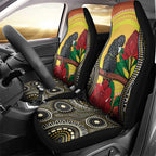 Waratah And Banksian Cockatoo Car Seat Cover Aboriginal Art