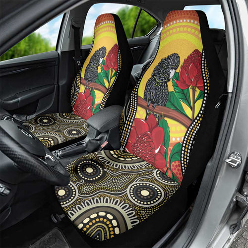 Waratah And Banksian Cockatoo Car Seat Cover Aboriginal Art