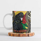 Waratah And Banksian Cockatoo Ceramic Mug Aboriginal Art - Aussie Hoodie