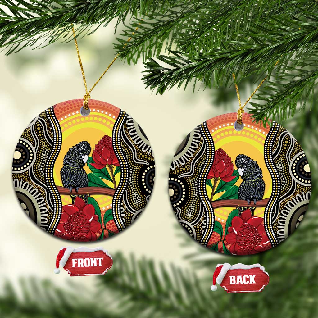 Waratah And Banksian Cockatoo Ceramic Ornament Aboriginal Art