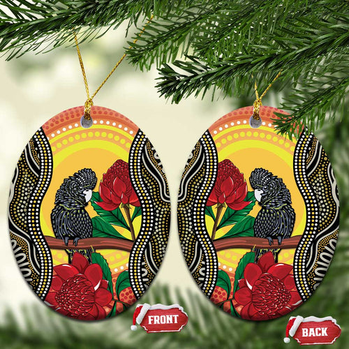 Waratah And Banksian Cockatoo Ceramic Ornament Aboriginal Art