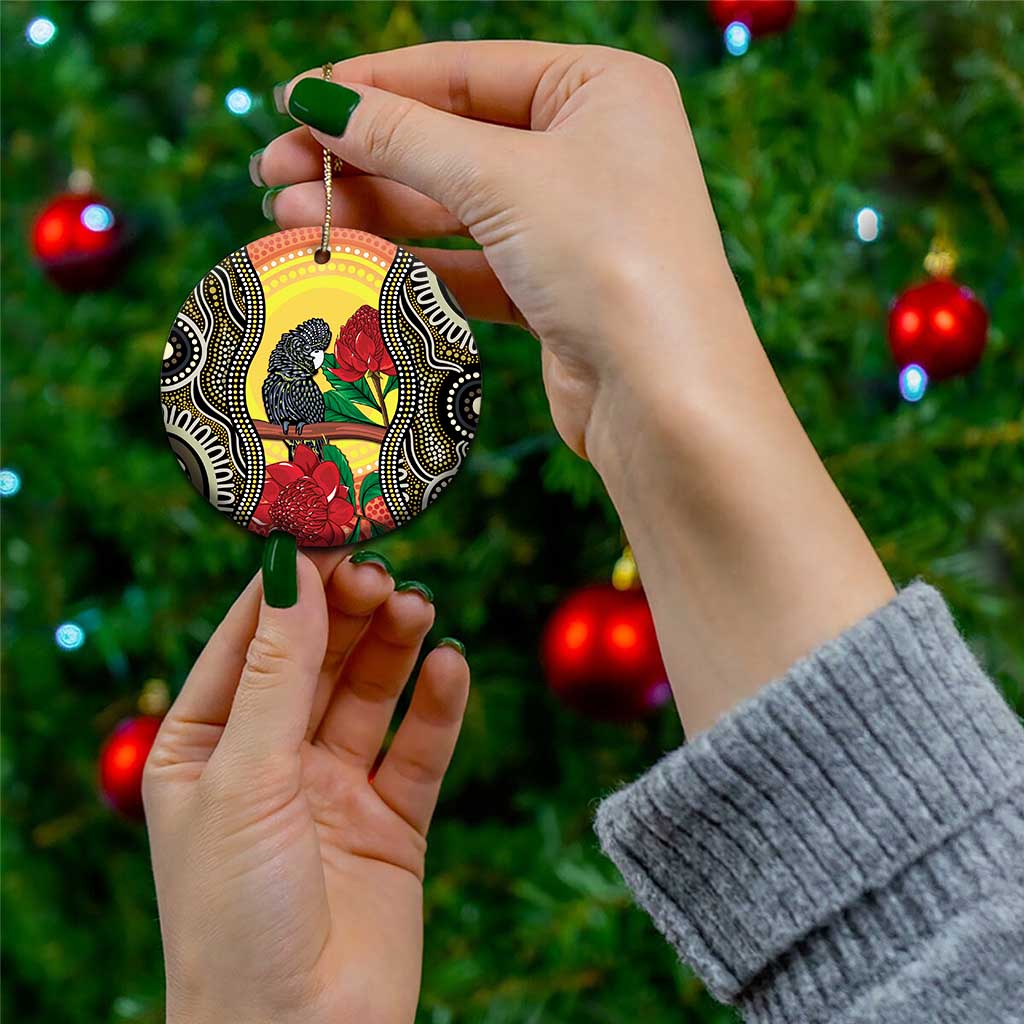 Waratah And Banksian Cockatoo Ceramic Ornament Aboriginal Art