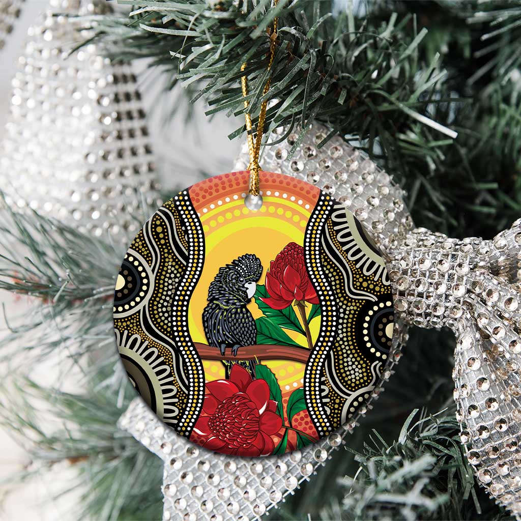 Waratah And Banksian Cockatoo Ceramic Ornament Aboriginal Art