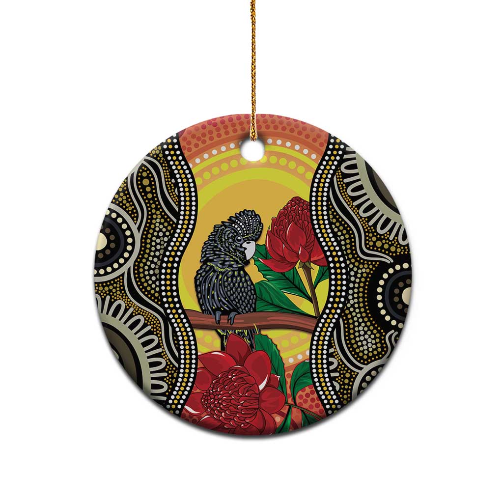 Waratah And Banksian Cockatoo Ceramic Ornament Aboriginal Art