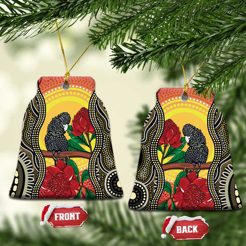 Waratah And Banksian Cockatoo Ceramic Ornament Aboriginal Art