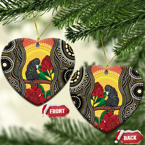Waratah And Banksian Cockatoo Ceramic Ornament Aboriginal Art