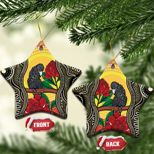 Waratah And Banksian Cockatoo Ceramic Ornament Aboriginal Art