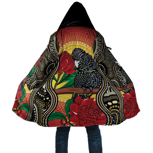 Waratah And Banksian Cockatoo Cloak Aboriginal Art - Aussie Hoodie