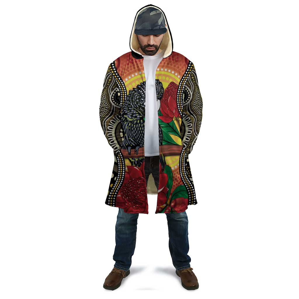 Waratah And Banksian Cockatoo Cloak Aboriginal Art - Aussie Hoodie