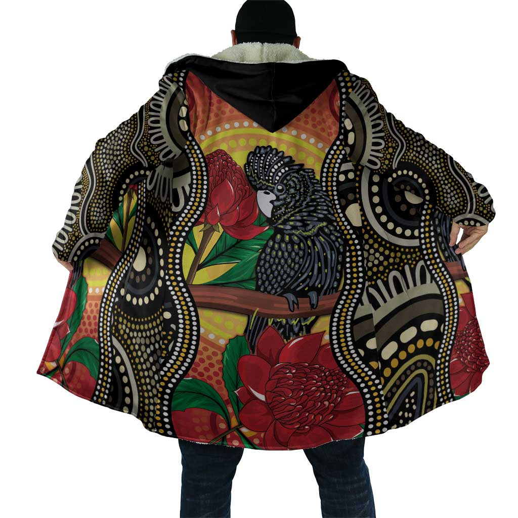 Waratah And Banksian Cockatoo Cloak Aboriginal Art - Aussie Hoodie