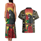 Waratah And Banksian Cockatoo Couples Matching Tank Maxi Dress and Hawaiian Shirt Aboriginal Art