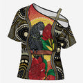Waratah And Banksian Cockatoo Cross Shoulder Shirt Aboriginal Art - Aussie Hoodie
