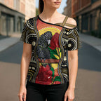 Waratah And Banksian Cockatoo Cross Shoulder Shirt Aboriginal Art - Aussie Hoodie