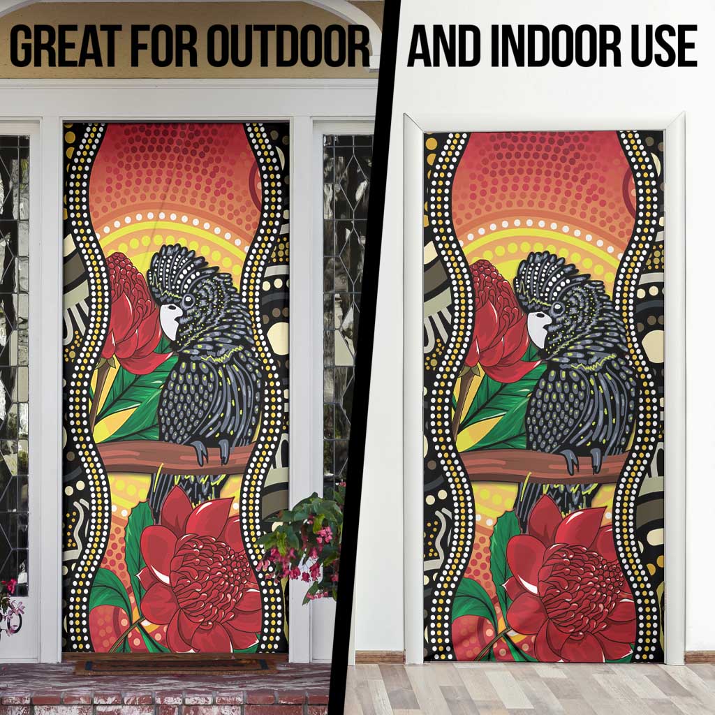 Waratah And Banksian Cockatoo Door Cover Aboriginal Art - Aussie Hoodie