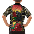 Waratah And Banksian Cockatoo Family Matching Mermaid Dress and Hawaiian Shirt Aboriginal Art