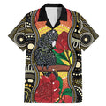 Waratah And Banksian Cockatoo Family Matching Mermaid Dress and Hawaiian Shirt Aboriginal Art