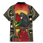 Waratah And Banksian Cockatoo Family Matching Mermaid Dress and Hawaiian Shirt Aboriginal Art