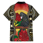 Waratah And Banksian Cockatoo Family Matching Tank Maxi Dress and Hawaiian Shirt Aboriginal Art