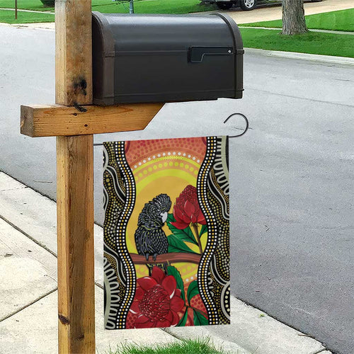 Waratah And Banksian Cockatoo Garden Flag Aboriginal Art