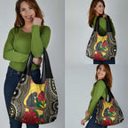 Waratah And Banksian Cockatoo Grocery Bag Aboriginal Art