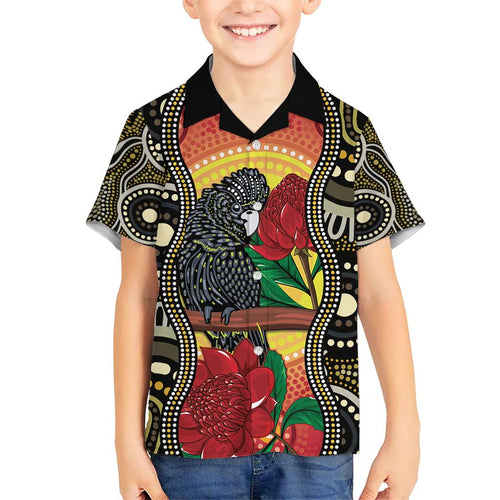 Waratah And Banksian Cockatoo Hawaiian Shirt Aboriginal Art