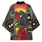 Waratah And Banksian Cockatoo Kimono Aboriginal Art - Aussie Hoodie