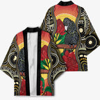 Waratah And Banksian Cockatoo Kimono Aboriginal Art - Aussie Hoodie