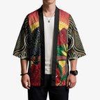 Waratah And Banksian Cockatoo Kimono Aboriginal Art - Aussie Hoodie