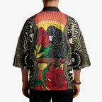 Waratah And Banksian Cockatoo Kimono Aboriginal Art - Aussie Hoodie