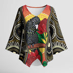 Waratah And Banksian Cockatoo Kimono Sleeve Blouse Aboriginal Art - Aussie Hoodie