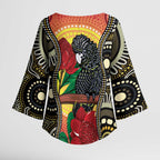 Waratah And Banksian Cockatoo Kimono Sleeve Blouse Aboriginal Art - Aussie Hoodie