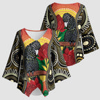 Waratah And Banksian Cockatoo Kimono Sleeve Blouse Aboriginal Art - Aussie Hoodie