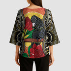 Waratah And Banksian Cockatoo Kimono Sleeve Blouse Aboriginal Art - Aussie Hoodie