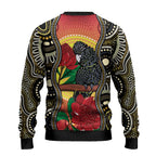 Waratah And Banksian Cockatoo Ugly Christmas Sweater Aboriginal Art