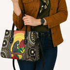 Waratah And Banksian Cockatoo Leather Bag Aboriginal Art - Aussie Hoodie