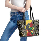 Waratah And Banksian Cockatoo Leather Tote Bag Aboriginal Art