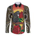 Waratah And Banksian Cockatoo Long Sleeve Button Shirt Aboriginal Art