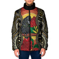Waratah And Banksian Cockatoo Padded Jacket Aboriginal Art - Aussie Hoodie