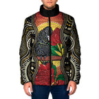 Waratah And Banksian Cockatoo Padded Jacket Aboriginal Art - Aussie Hoodie