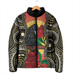 Waratah And Banksian Cockatoo Padded Jacket Aboriginal Art - Aussie Hoodie