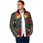 Waratah And Banksian Cockatoo Padded Jacket Aboriginal Art - Aussie Hoodie