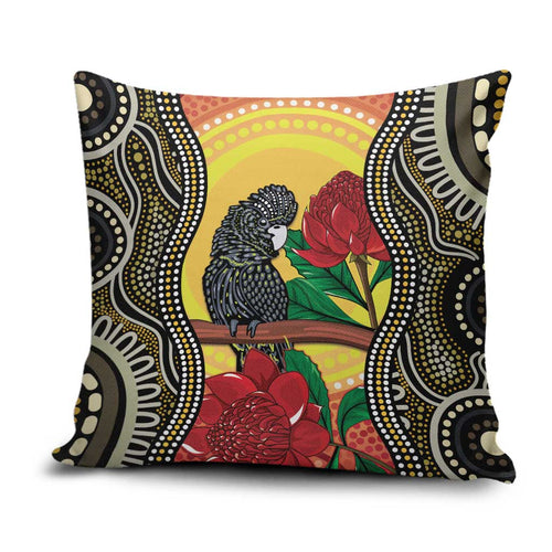 Waratah And Banksian Cockatoo Pillow Cover Aboriginal Art - Aussie Hoodie