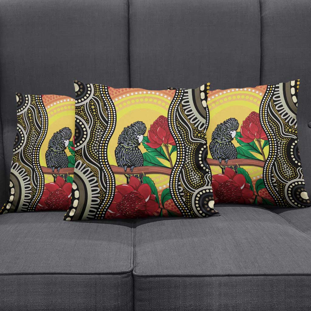 Waratah And Banksian Cockatoo Pillow Cover Aboriginal Art - Aussie Hoodie