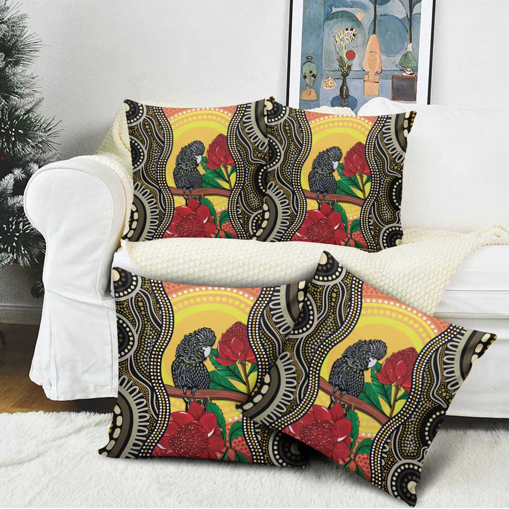 Waratah And Banksian Cockatoo Pillow Cover Aboriginal Art - Aussie Hoodie