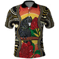 Waratah And Banksian Cockatoo Polo Shirt Aboriginal Art